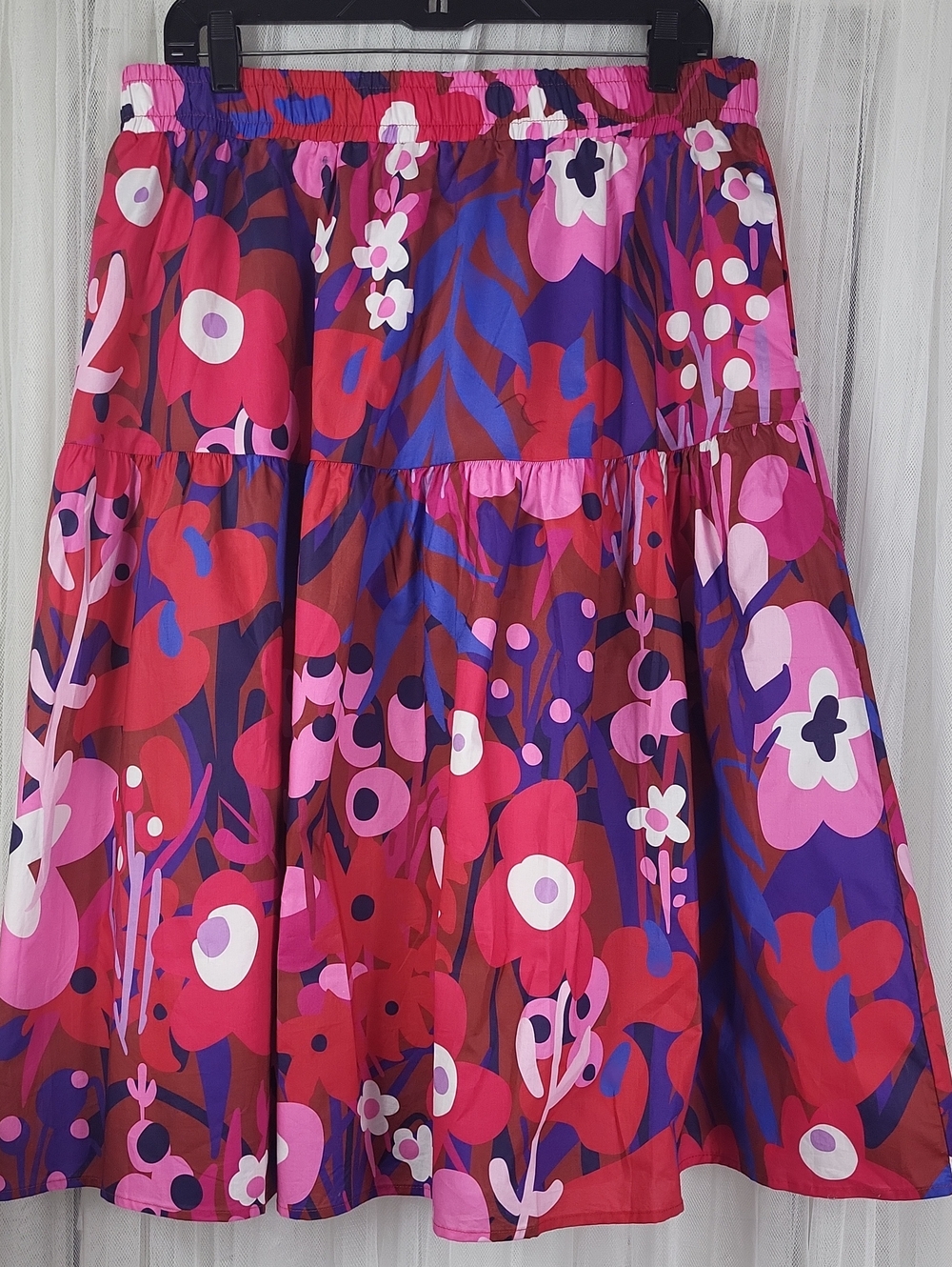 Lesley Evers Calista Floral Print Tiered Midi Skirt. Size XL - Picture 5 of 8